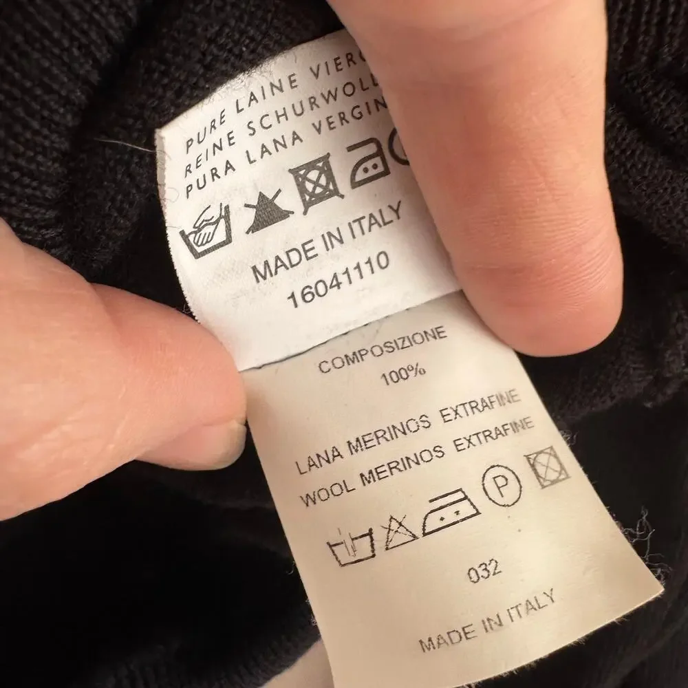 ferrante Black Crewneck Merino Wool Sweater Made in Italy Size 50 Medium